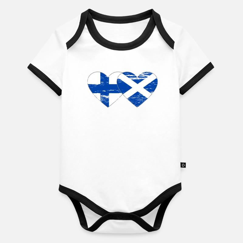 Finlande Ecosse drapeau coeur utilisé Body Bébé bio contrasté manches courtes