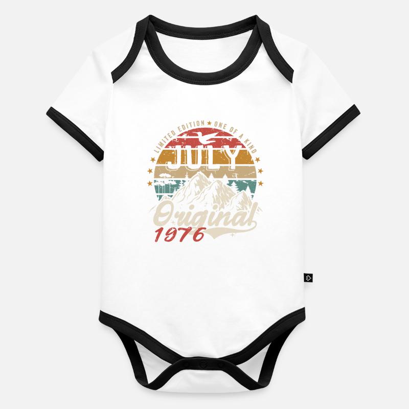 Juli 1976 | Ursprünglicher Geburtstag Juli 1976 Baby Bio-Kurzarm-Kontrastbody
