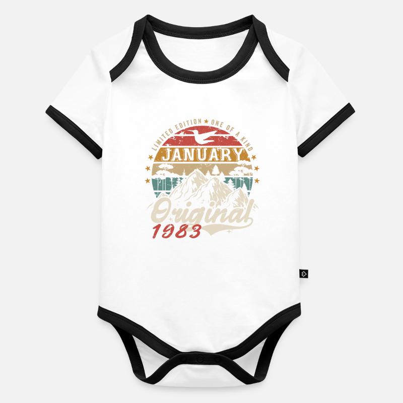 Janvier 1983 Cadeau Anniversaire - Janvier 1983 Body Bébé bio contrasté manches courtes