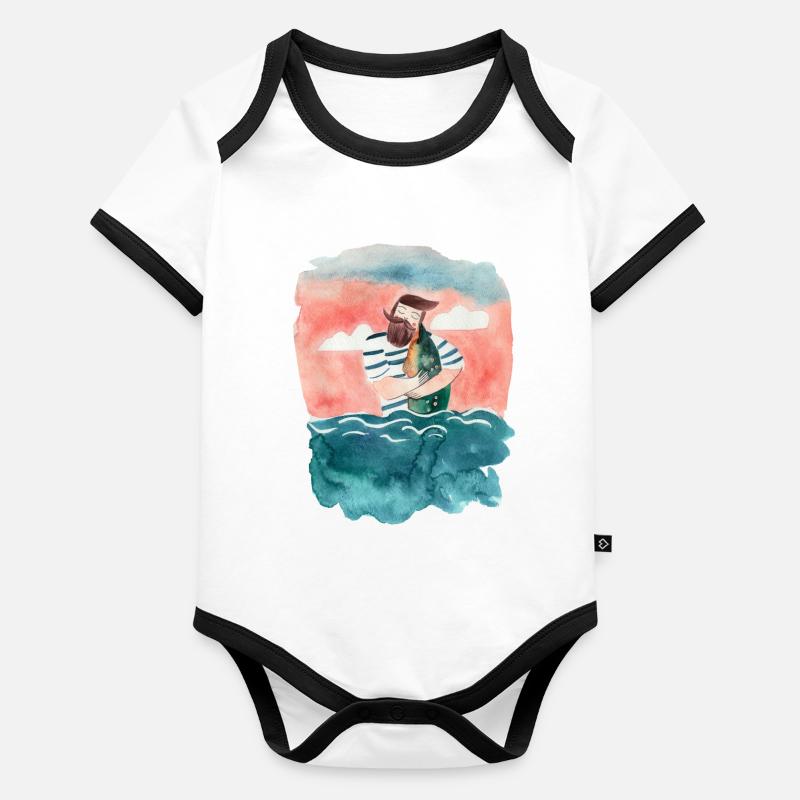 Sailor loves fish Organic Baby Contrasting Bodysuit
