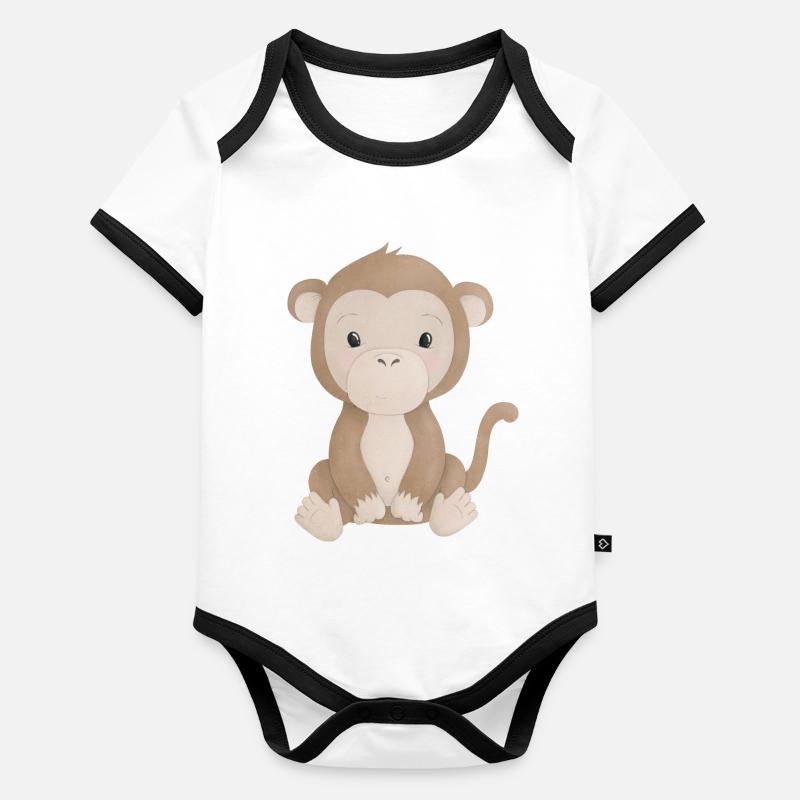 Affe Baby Bio-Kurzarm-Kontrastbody