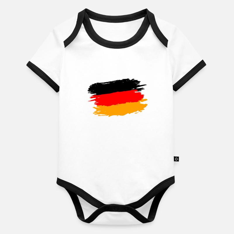 I Love GERMANY Chemise Drapeau GERMANY PRIDE Body Bébé bio contrasté manches courtes