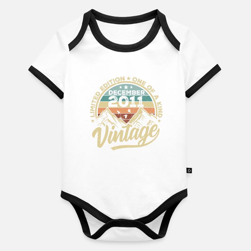 Original December 2011 - 14th Birthday Gift Organic Baby Contrasting Bodysuit