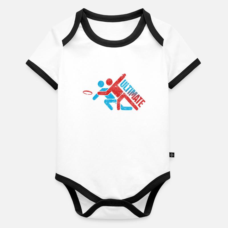 Ultimate Frisbee Extrem Sport Piktogram Baby Bio-Kurzarm-Kontrastbody