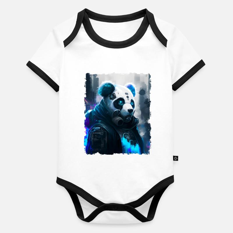 Panda Cyber Future Baby Bio-Kurzarm-Kontrastbody
