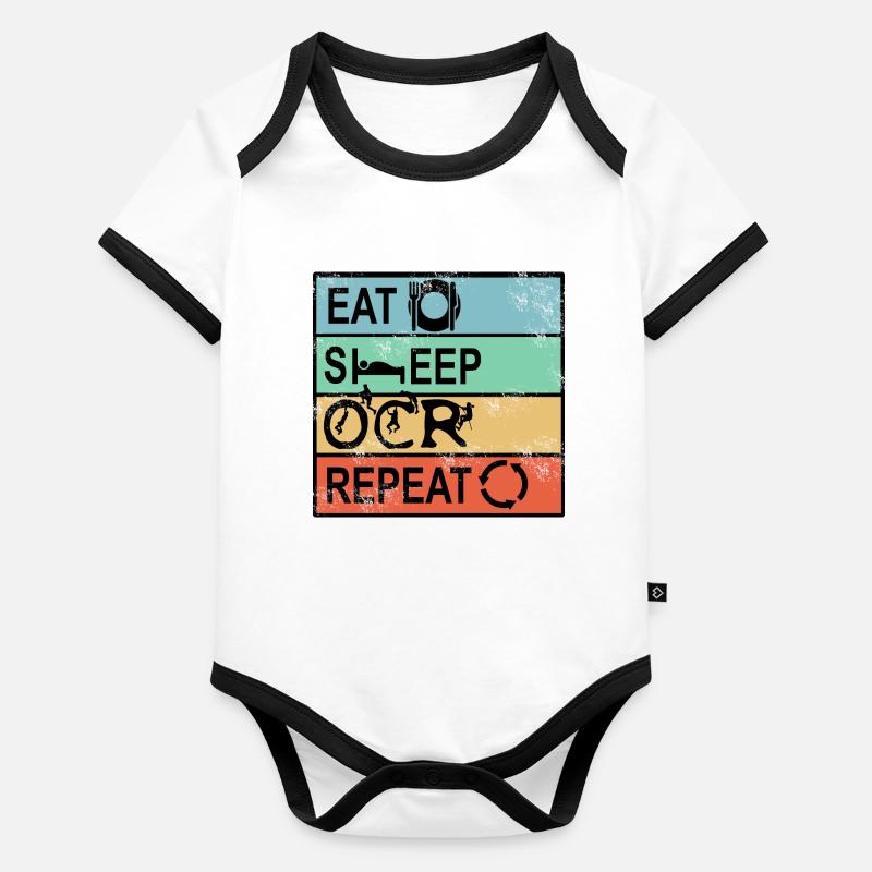 Course d'obstacles Eat Sleep OCR Repeat Hommes Running Body Bébé bio contrasté manches courtes