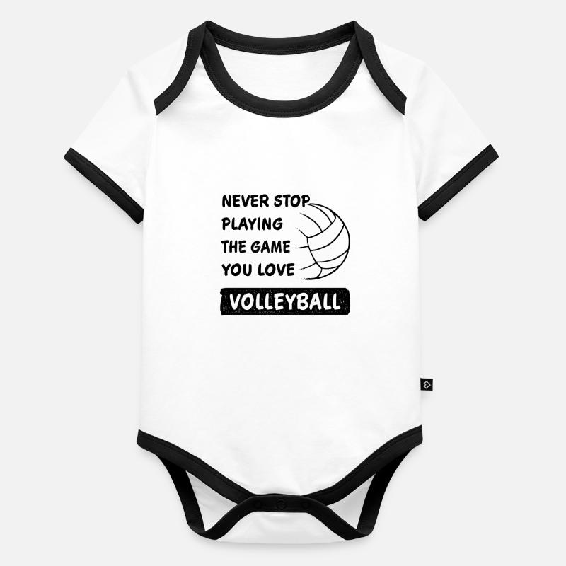 Volleyball Saying Never Stop Playing the Game Organic Baby Contrasting Bodysuit