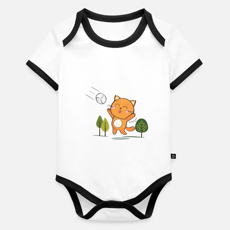 cool funny volleyball dodgeball cat Organic Baby Contrasting Bodysuit