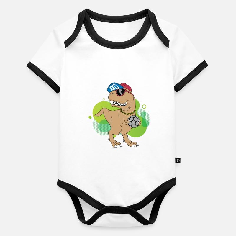 cooler witziger handball trex dino Baby Bio-Kurzarm-Kontrastbody