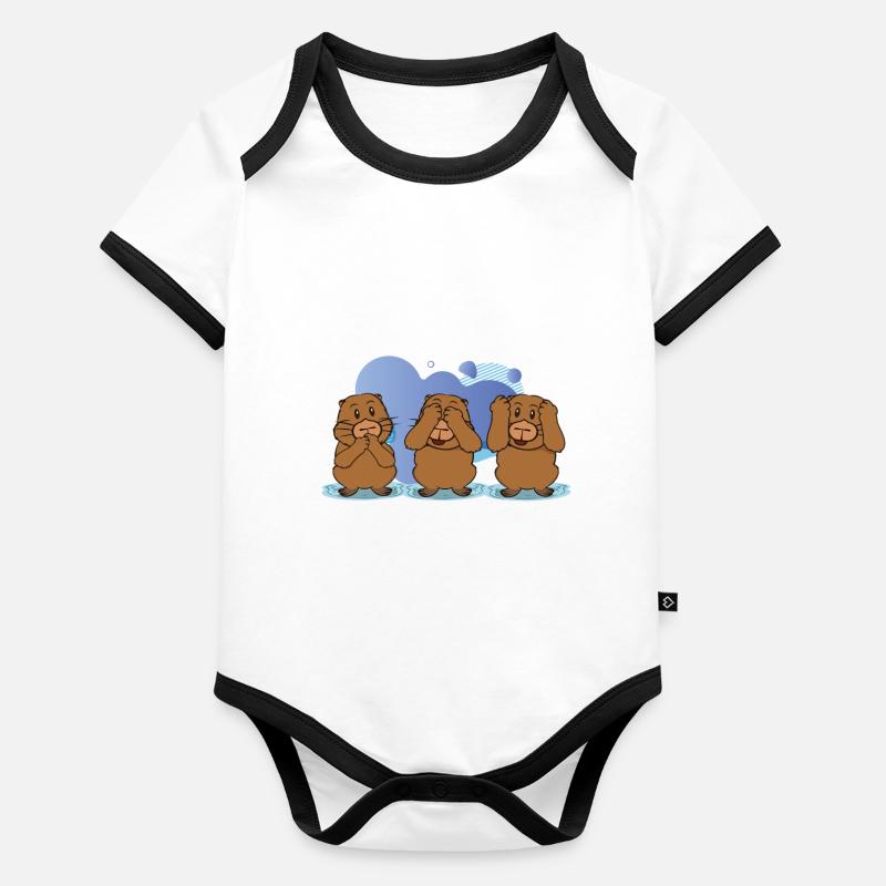 cochons de capybara Body Bébé bio contrasté manches courtes