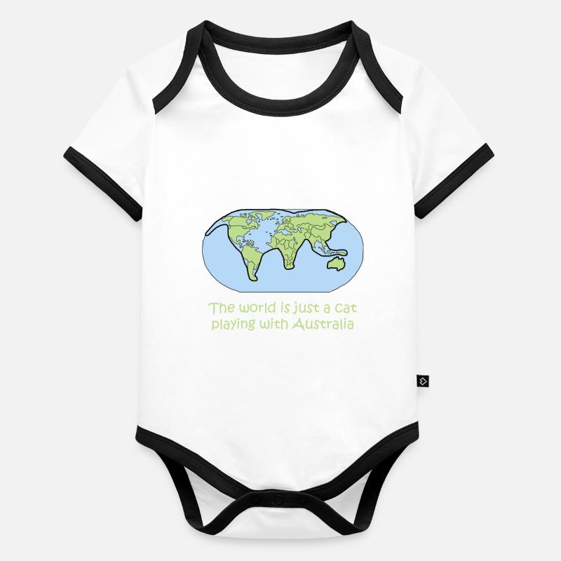 chat cadeau carte globe globe cadeau Body Bébé bio contrasté manches courtes