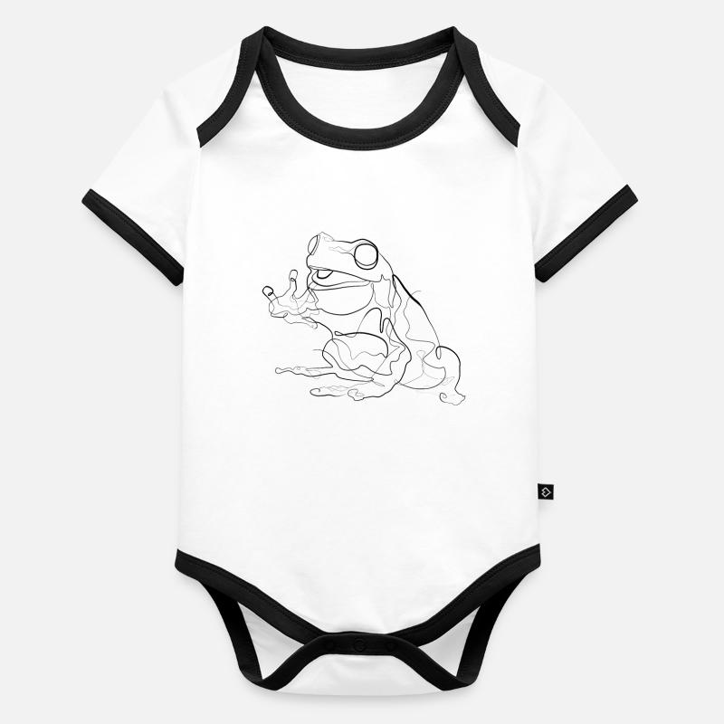 Frog - one line drawing Organic Baby Contrasting Bodysuit