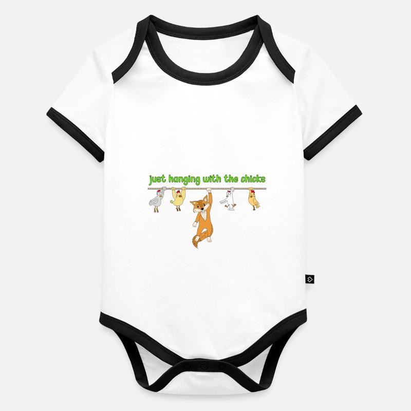 Fox Chicken Funny Gift Shirt Organic Baby Contrasting Bodysuit
