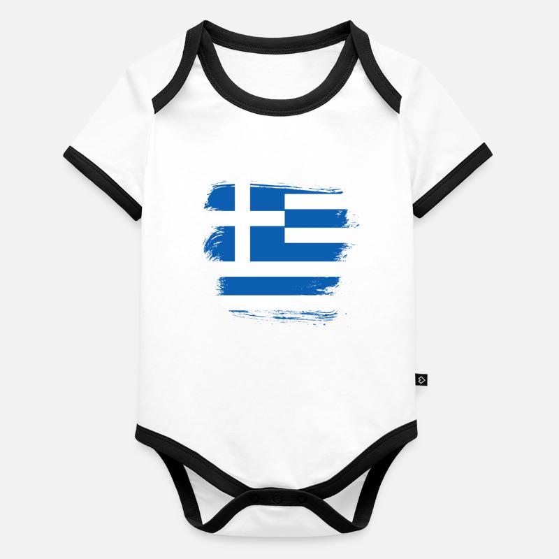 Grèce Drapeau Body Bébé bio contrasté manches courtes