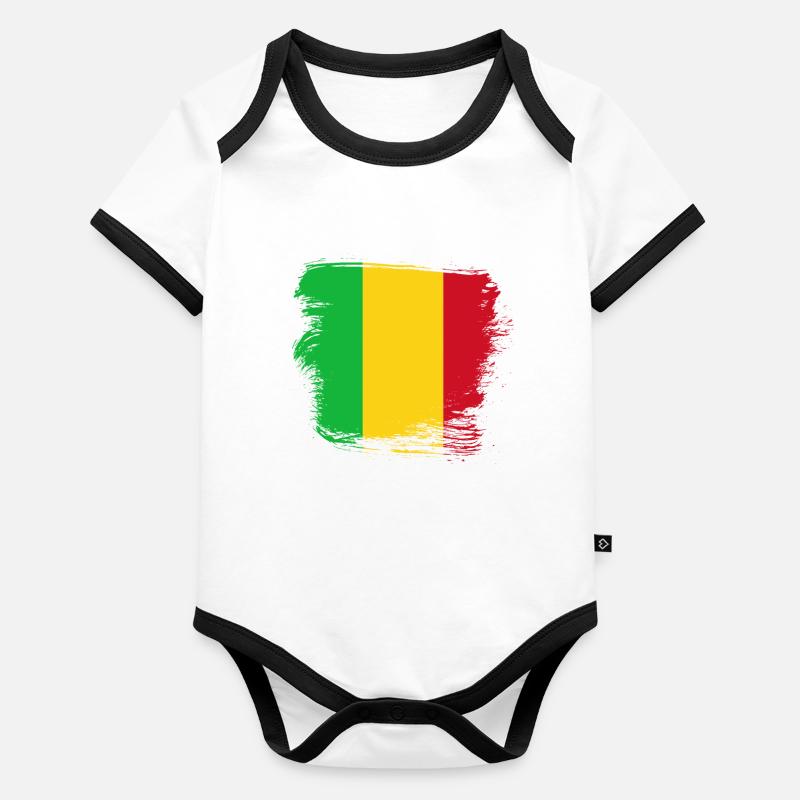 Drapeau du Mali Body Bébé bio contrasté manches courtes