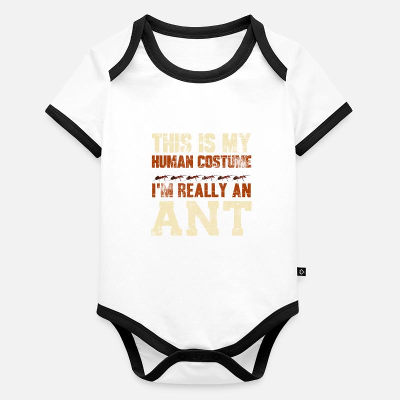 Costume de fourmis Body Bébé bio contrasté manches courtes