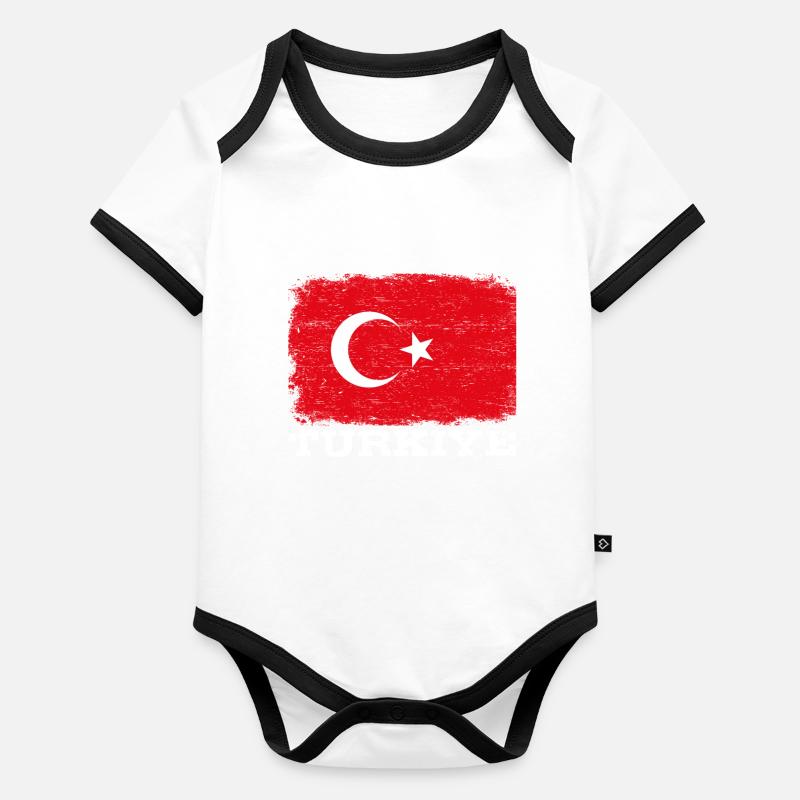 DRAPEAU TURC Turquie drapeau cadeau pour les Turcs Body Bébé bio contrasté manches courtes