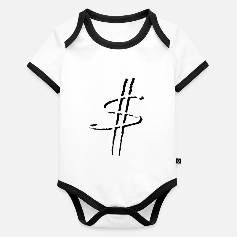 $ Bargeld Geld Geld Baby Bio-Kurzarm-Kontrastbody