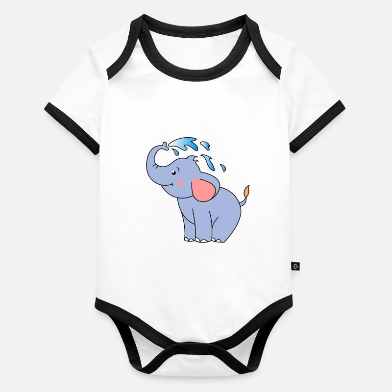 éléphant enfant bébé Body Bébé bio contrasté manches courtes
