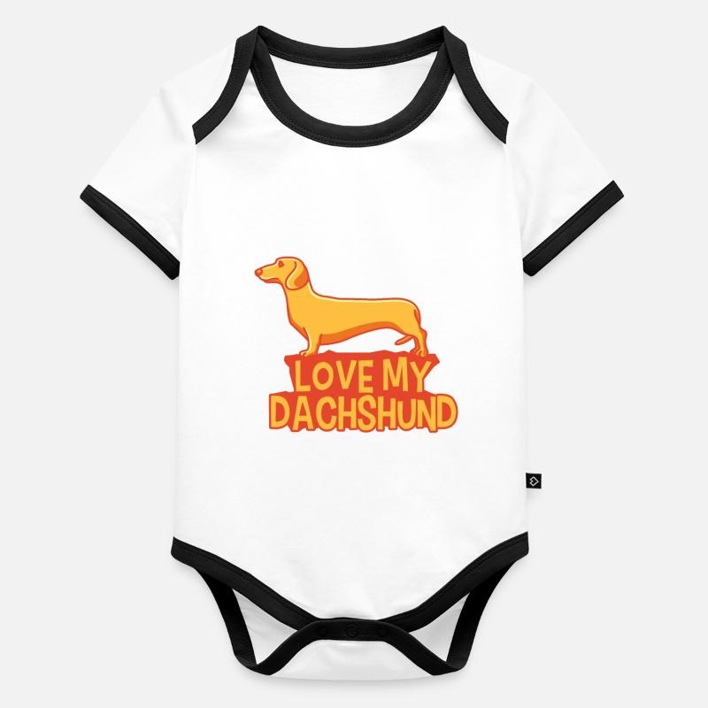 Ich Liebe Meinen Dackel Dachshund Teckel Baby Bio-Kurzarm-Kontrastbody