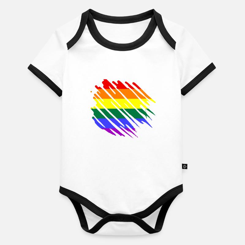 Drapeau arc-en-ciel LGBT Body Bébé bio contrasté manches courtes