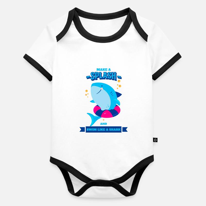 Learn to swim make a spash and swim like a Organic Baby Contrasting Bodysuit