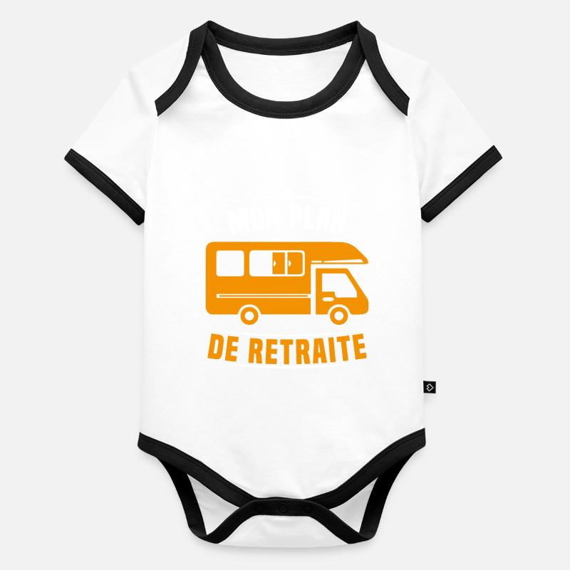 Mon Plan de Retraite Camping Car Humour Cadeau Body Bébé bio contrasté manches courtes