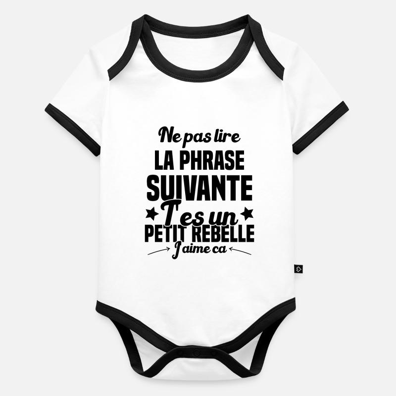 Ne pas lire la phrase suivante Body Bébé bio contrasté manches courtes