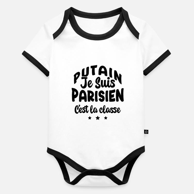 je suis parisien c'est la classe Body Bébé bio contrasté manches courtes