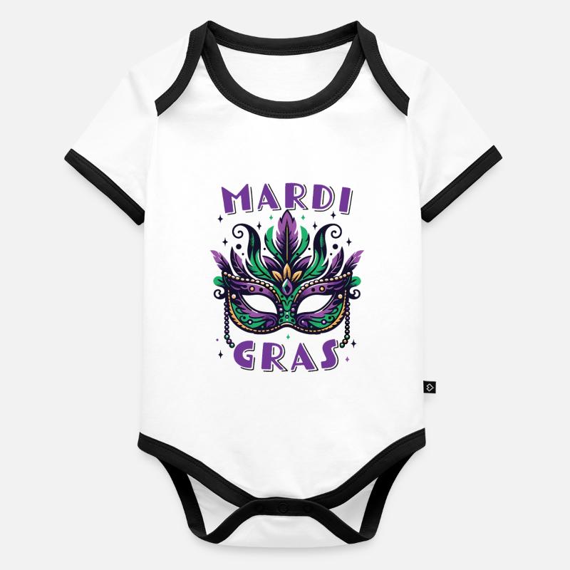Mardi Gras Body Bébé bio contrasté manches courtes