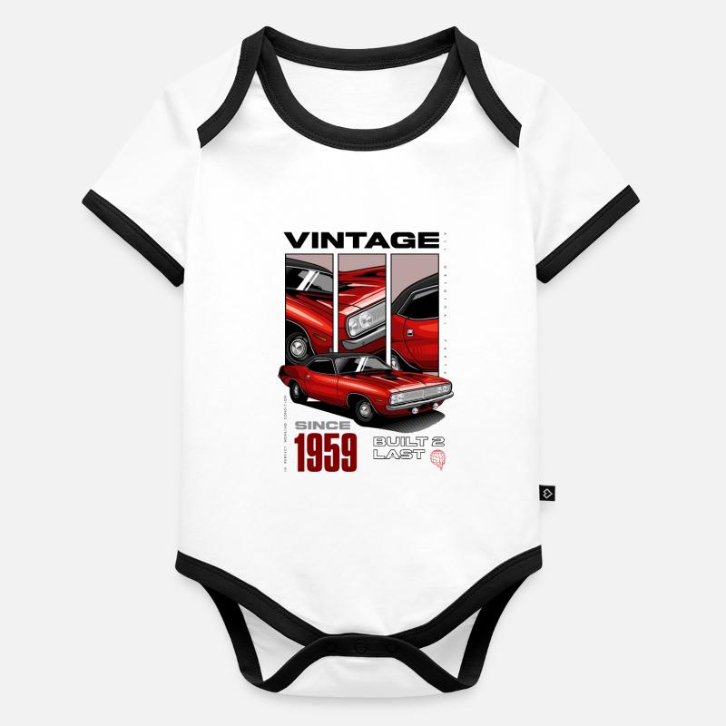 Ich bin nicht alt, ich bin ein Oldtimer, Jahrgang 1959 Baby Bio-Kurzarm-Kontrastbody