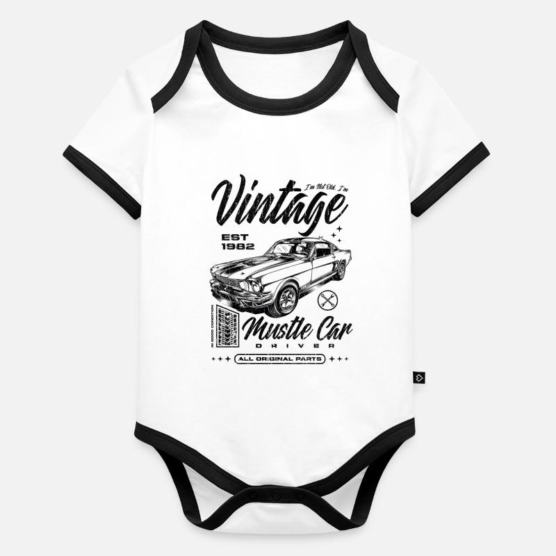 Ich bin nicht alt, ich bin ein Oldtimer, Oldtimer, Jahrgang 1982 Baby Bio-Kurzarm-Kontrastbody