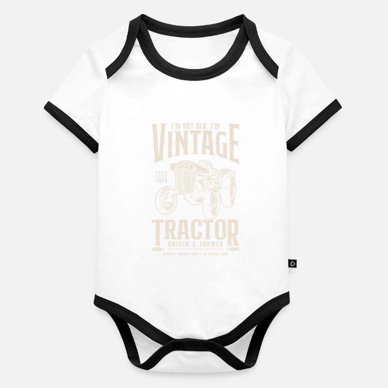 Oldtimer Traktor Bauer Geburtstag Jahrgang 1979 Baby Bio-Kurzarm-Kontrastbody