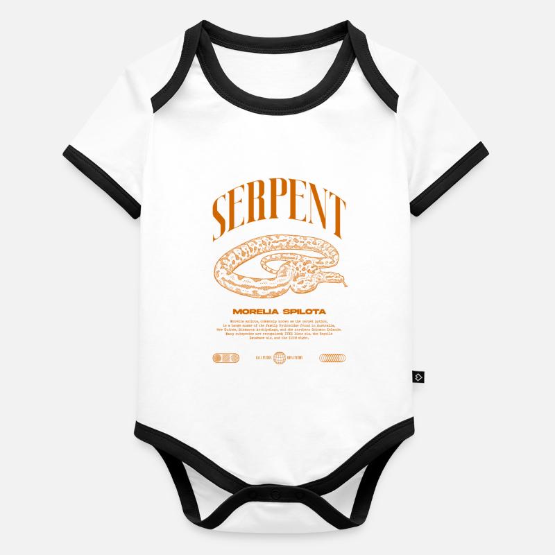 Tapis Python Moderne Reptile Keeper Streetwear Body Bébé bio contrasté manches courtes