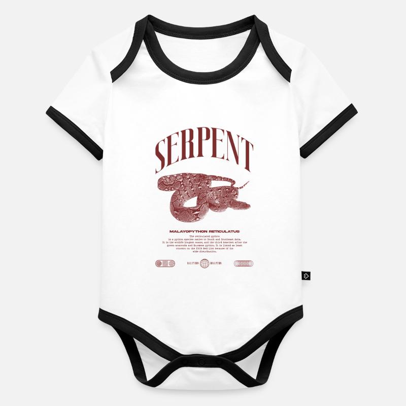 Gardien de reptiles python réticulé Streetwear Body Bébé bio contrasté manches courtes