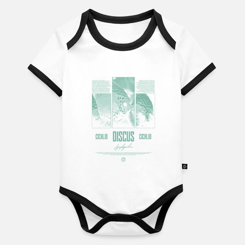 Discus Cichlidé Aquarium Fish Keeper Body Bébé bio contrasté manches courtes