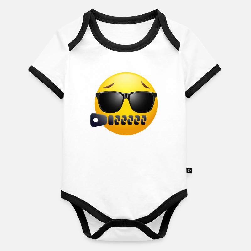 EMOJI avec fermeture éclair et Lunettes design cool Body Bébé bio contrasté manches courtes
