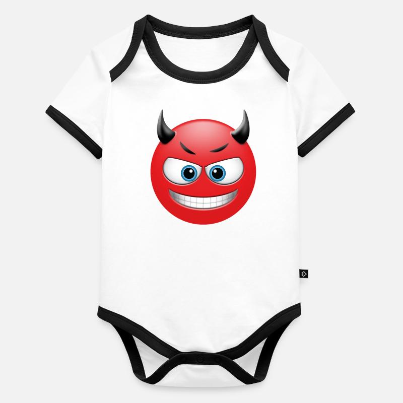 EMOJI grinning devil cool and funny design Organic Baby Contrasting Bodysuit
