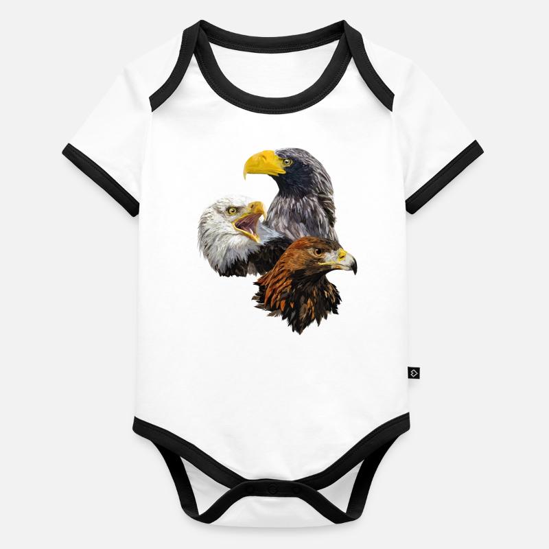 Oiseaux de proie Body Bébé bio contrasté manches courtes