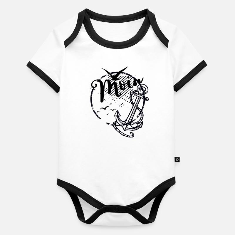 Moin Anker & Möwen Motiv Baby Bio-Kurzarm-Kontrastbody