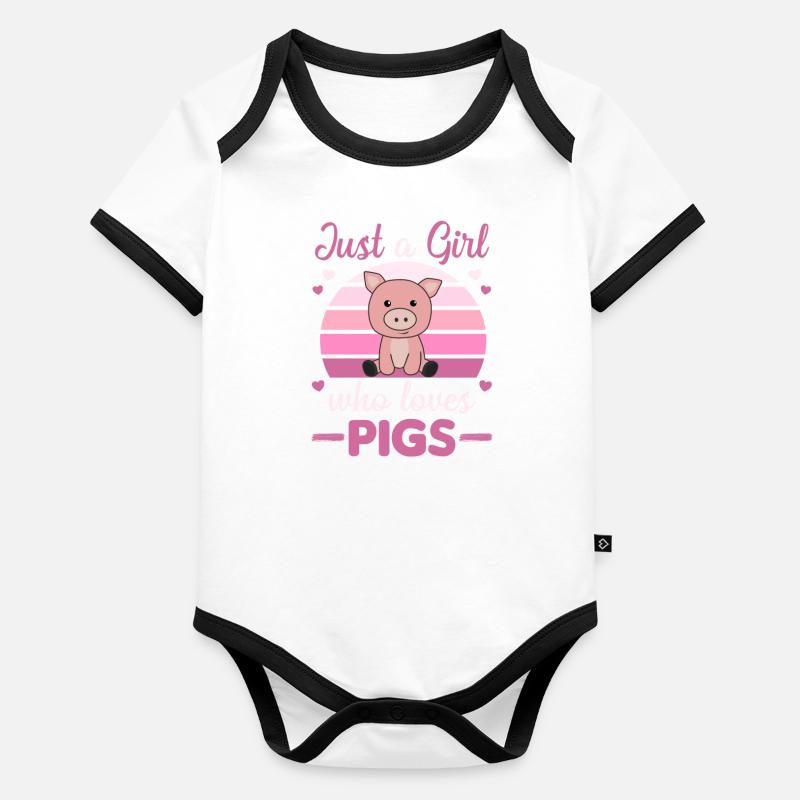 Nur ein Mädchen das Schweine liebt süßes Schwein Baby Bio-Kurzarm-Kontrastbody