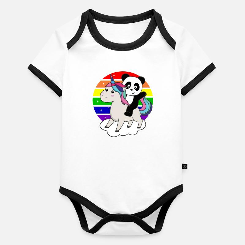 Panda Unicorn Rainbow Animals Pandas Unicorns Organic Baby Contrasting Bodysuit