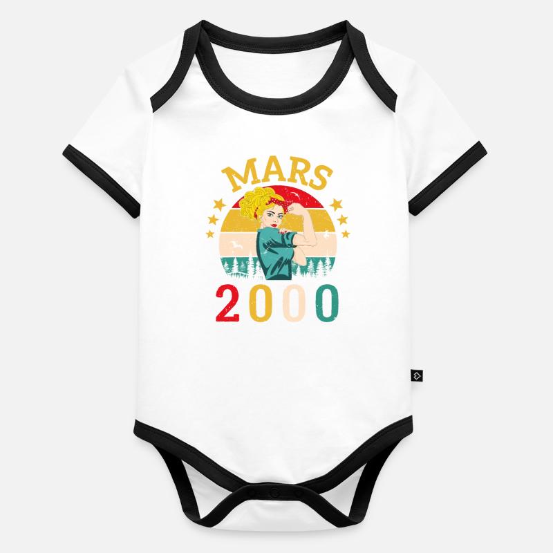 Mars 2000 Anniversaire Idée Cadeau Vintage 2000 Body Bébé bio contrasté manches courtes