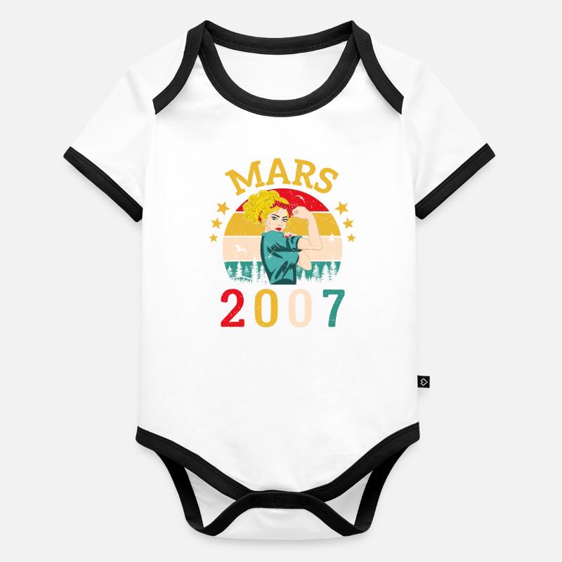 Mars 2007 Anniversaire Idée Cadeau Vintage 2007 Body Bébé bio contrasté manches courtes