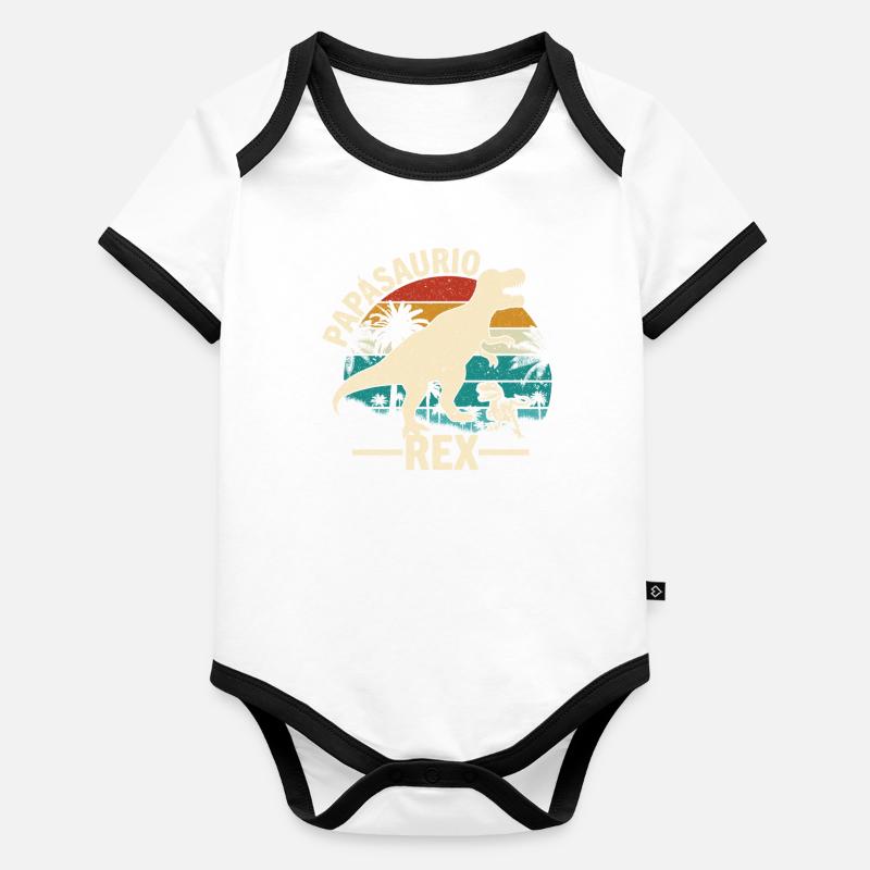 Papàsaurio Rex Body Bébé bio contrasté manches courtes