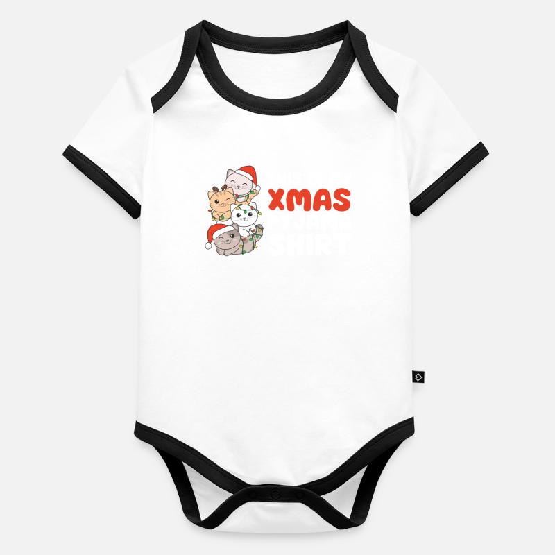Pyjama de Noël pour chat Body Bébé bio contrasté manches courtes