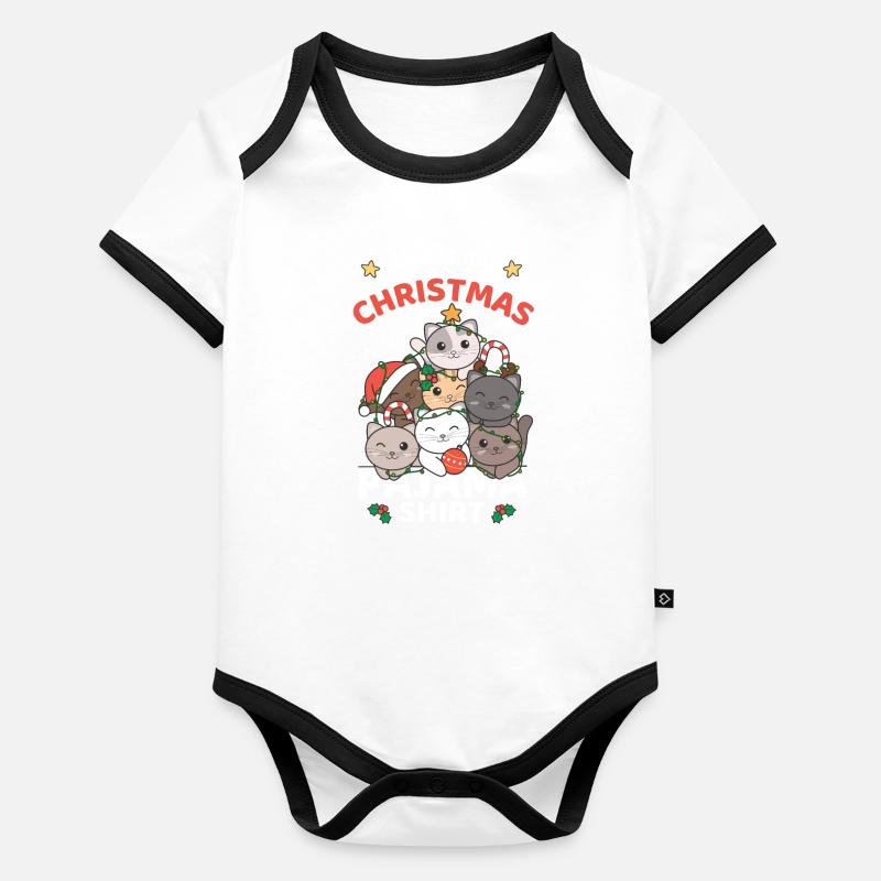 Cat Noël Chemise Pyjama Joyeux Noël Body Bébé bio contrasté manches courtes