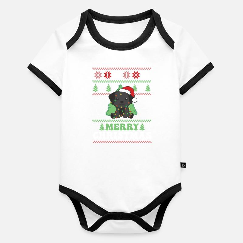 Joyeux Noël rétro moche Noël Labrador Body Bébé bio contrasté manches courtes