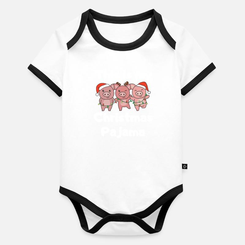 Porc Noël Pyjamas Mignons Cochons Body Bébé bio contrasté manches courtes