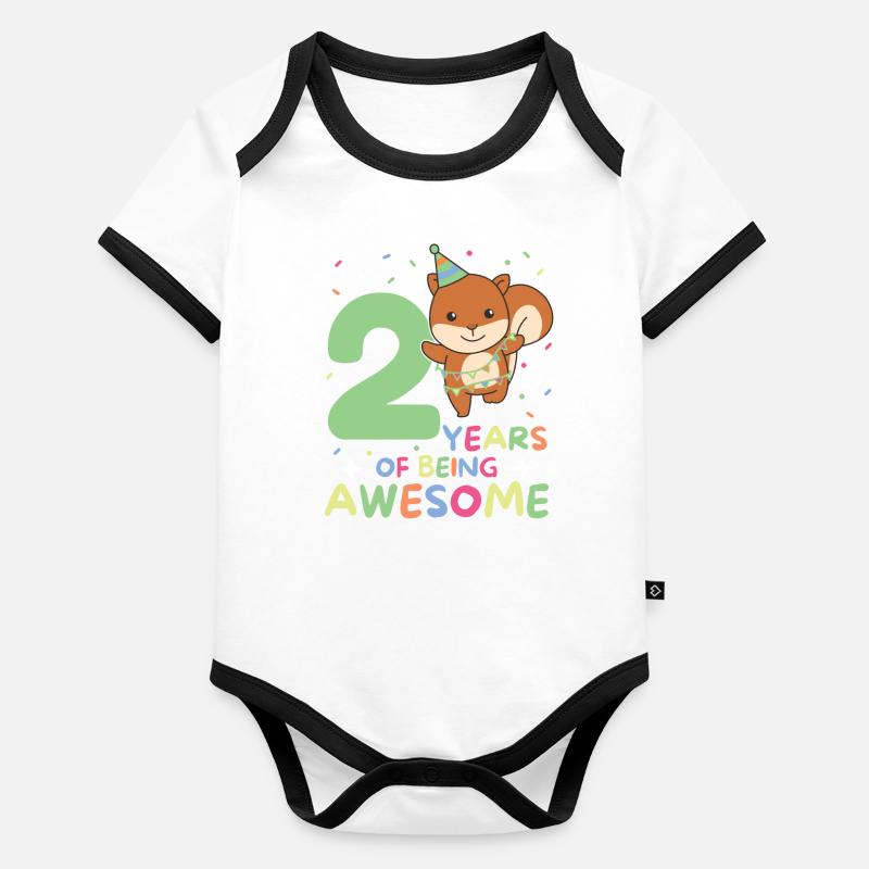 Squirrel for 2nd birthday children two years Organic Baby Contrasting Bodysuit